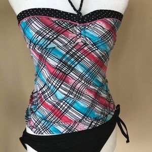 Hula Honey Juniors' Halter Tie Tankini Top Size S